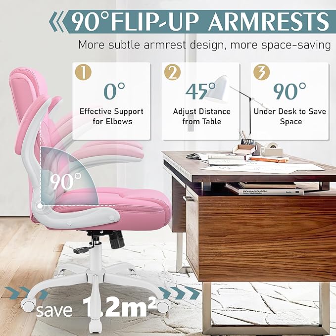 Leather Office Chair, PU Home Computer Desk Chairs - Image 4