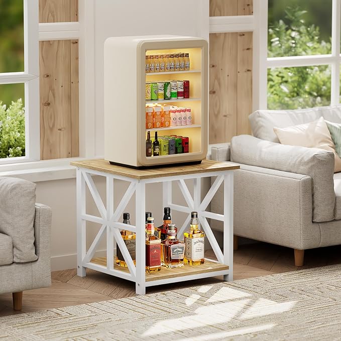 GreenForest End Table with 2-Tier Storage Shelf, 24 inch Large Side Table - Image 6