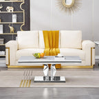Henf 47" Modern White Faux Marble Coffee Table - Image 3