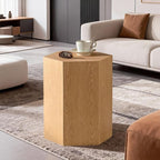 H 18.9in Hexagonal Natural Wood Side Table, Farmhouse Coffee Table - Image 2