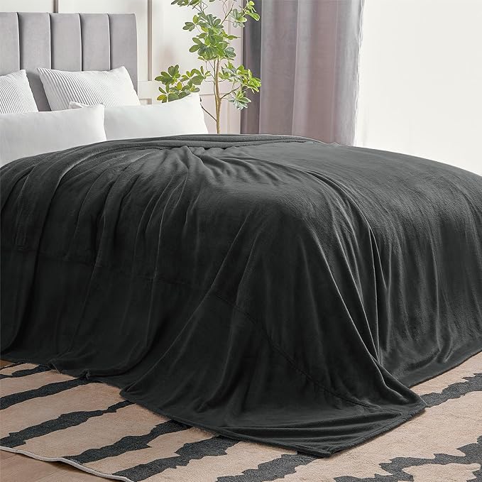 BEDELITE Fleece Blanket Soft Oversized Bed Blanket Charcoal Grey 120"x120" | - Image 7