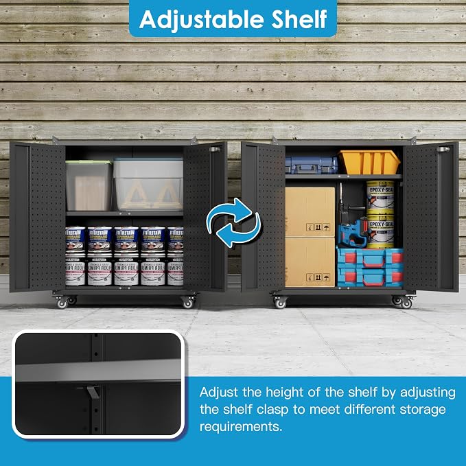 SUXXAN Storage Cabinet with Wheels and Pegboard, Rolling Garage Storage Cabinet - Image 3