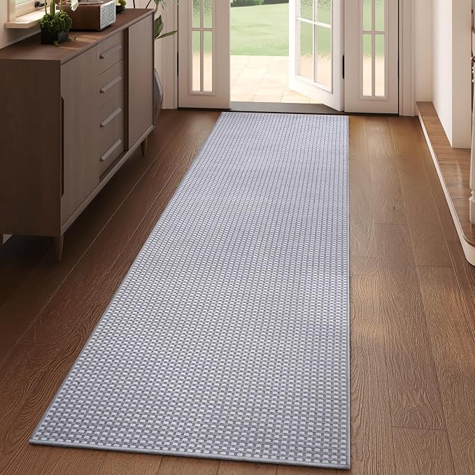 Kitchen Runner Rug Mat Non Slip Hallway Runner Washable Gray 2x6 ft | Boho Soft - Image 3