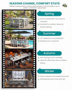 SERWALL Patio Dining Set with 15FT Double Side Umbrella, Outdoor Dining Sets - Image 7