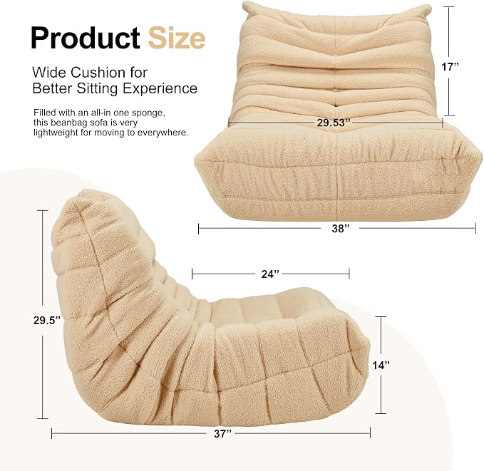 Bean Bag Chairs for Adults Giant Bean Bag Chair Memory Foam BeanBag Chair Bean - Image 2