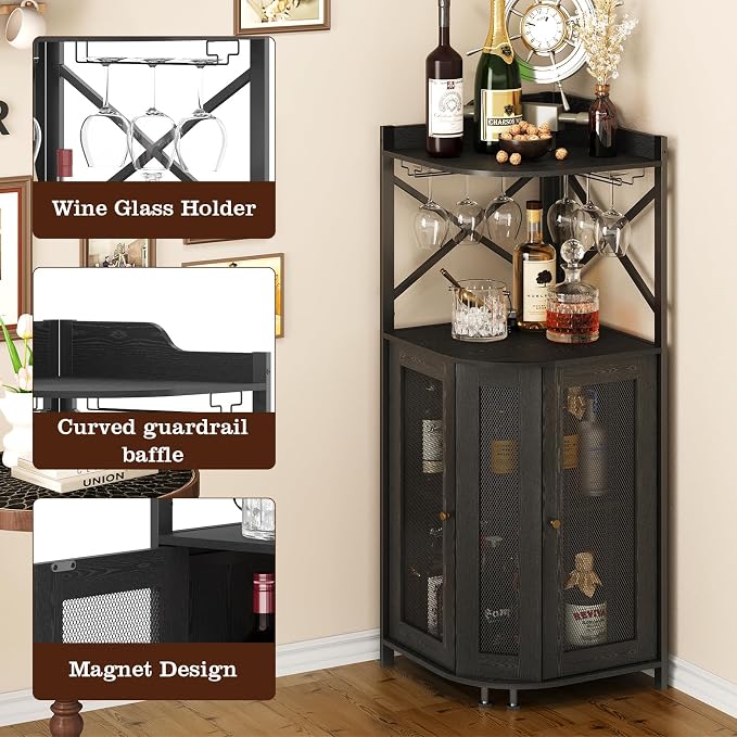 JKsmart Corner Bar Cabinet - Image 4