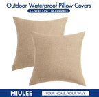 MIULEE Pack of 2 Decorative Outdoor Solid Waterproof Throw Pillow Covers Faux - Image 6