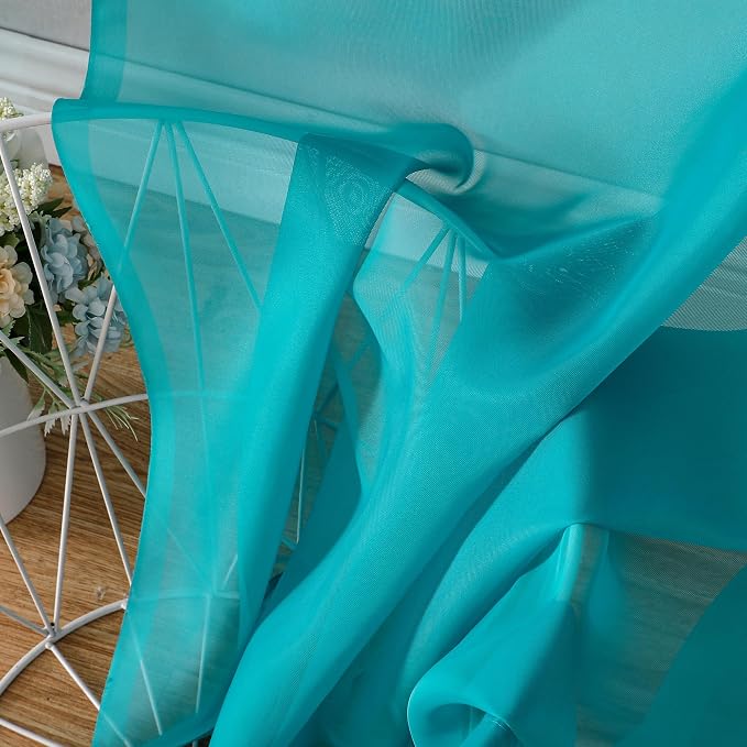 Turquoise Sheer Curtains 78 Inches Long 2 Panels - Image 2