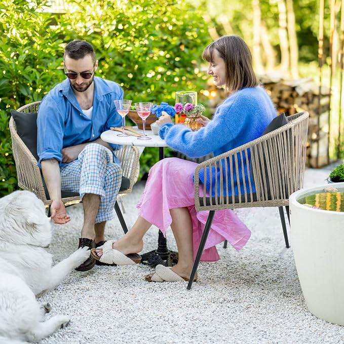 YITAHOME 3-Piece Outdoor Patio Furniture Wicker Bistro Set, All-Weather Rattan - Image 4