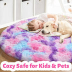Amdrebio Pink Blue Purple Round Circle Rug 4Ft - Image 2