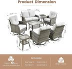 8 Pieces Outdoor Patio Furniture Sets, High Back Swivel Rocker Chairs Loveseat - Image 2