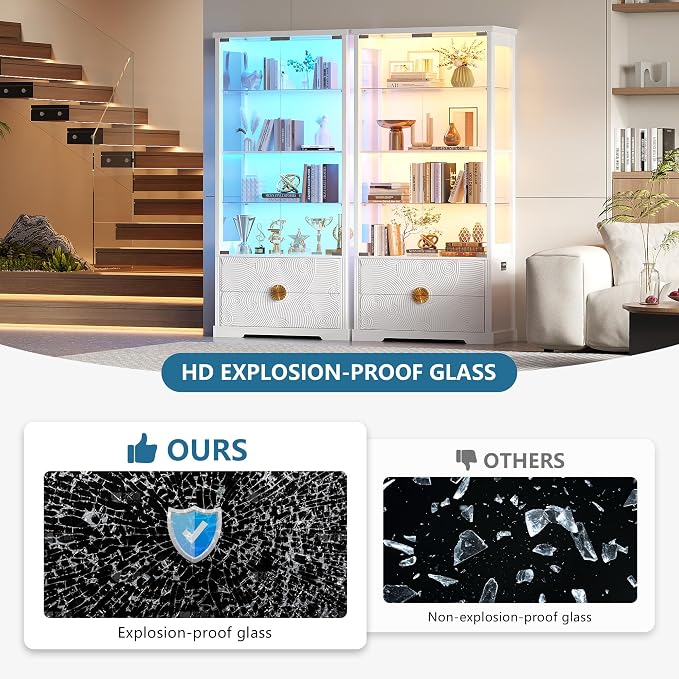 TAGELIER RGB Glass Display Cabinet - Image 5