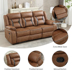EBELLO Manual Recliner Sofa Set, Faux Leather Reclining Living Room Furniture - Image 3