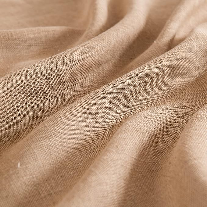 MIULEE Light Brown Linen Curtains 42x63 Inch 2 Panels - Image 4