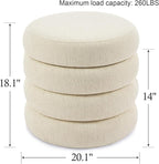 Flouki 19.5" Storage Ottoman Round, Vanity Stools - Image 3