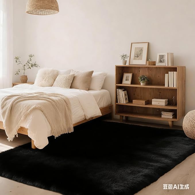 6x9 Area Rug Fluffy Shaggy Ultra Soft Faux Fur Non-Slip Machine Washable Carpet - Image 4