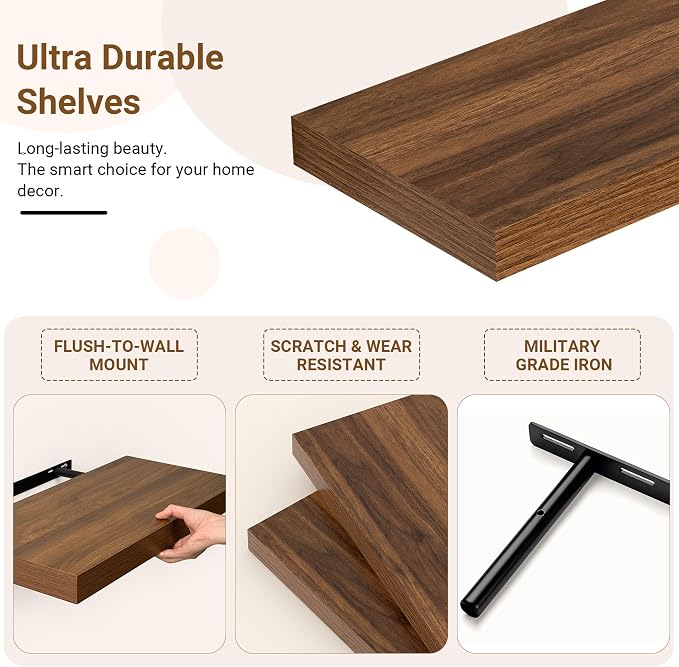 48 Inch Floating Shelves, 12 Inch Deep Floating Shelves - Image 5