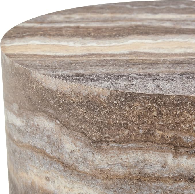 Round Coffee Table, 23.6" Modern Grey Faux Marble Drum Coffee Table, Round - Image 8
