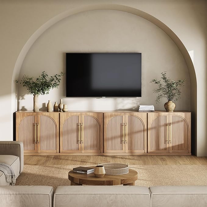 BELLEZE 4-Piece Modular TV Stand Set -Fluted Entertainment Center - Image 5