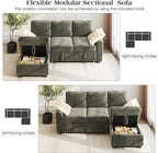 Ihanherry Modular Convertible Sectional Sofa Bed, Reversible Chaise & Storage - Image 3