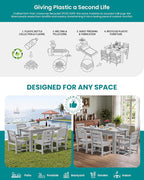 SERWALL Patio Dining Set with 15FT Double Side Umbrella, Outdoor Dining Sets - Image 6