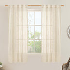 Linen Curtains 60 Inch Length 2 Panels, Light Filtering Sheer Panels | Semi by LAMIT