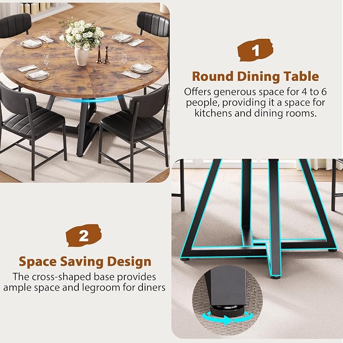 Jocoevol 51“ Round Kitchen Dining Room Table - Image 6