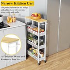 OKZEST Utility Slim Storage Cart, 4 Tier Small Rolling Kitchen Laundry Room Cart - Image 4