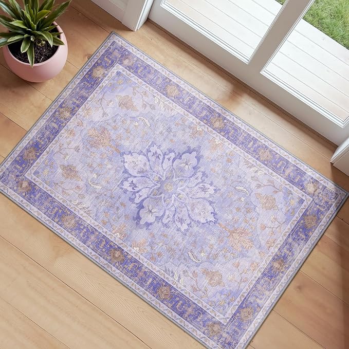 RELEANY Washable Area Rug, Small 2'x3', Water Repellent, Pet Friendly, Vintage by RELEANY