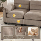 HAOMARKETS Corduroy 4-Piece Sofa Set, Upholstered Ottoman Set of 2, Loveseat - Image 3