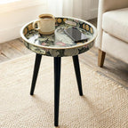 Small Round Side Table Vintage Floral - Image 2