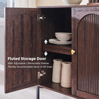 IFBUY Modern Sideboard Buffet Cabinet, 92.63" W Fluted Arched Buffet Cabinet - Image 5