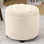 Furniliving Modern Round Storage Ottoman, Button Tufted Ottoman Footstool by FurnilivingFurnitureforHome
