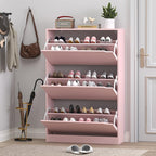 BORNOON Shoe Cabinet with 3 Flip Drawers, Hidden Wood Shoe Cabinet, - Image 7