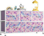 WLIVE Dresser for Bedroom with 5 Drawers, Wide Chest of Drawers, Fabric Dresser by WLIVE