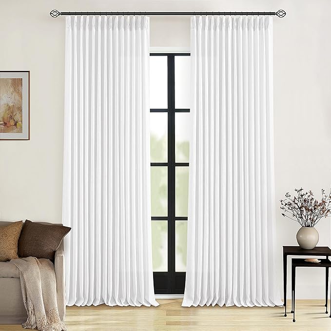100 Inch Linen Pleated Curtains 2 Panels by Twodrapes
