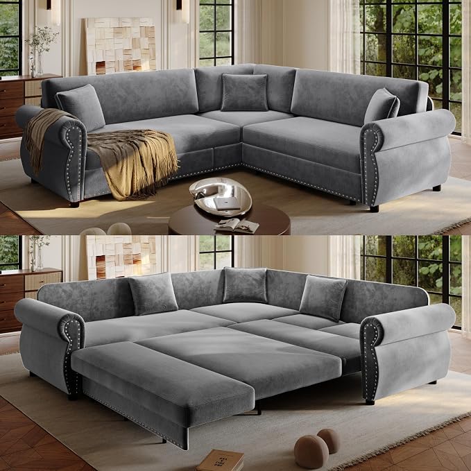 88.2" Sectional Sleeper Sofa by Unknown