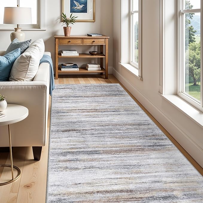 4x9 Wide Washable Runner Rug: Easy-to-Clean Runners Beige Grey | Stain&Water - Image 6