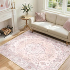 RELEANY Washable Area Rug, Water Repellent, Pet Friendly, Vintage Floral Boho - Image 2