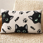 Embroidered Lumbar Pillow Cover 20x12 Inch, Cat Bone | Decorative Throw Pillow by Kokaaee