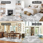 HEBE Area Rug for Living Room 9'x12', Washable Non Slip Boho Bedroom Rug | - Image 8