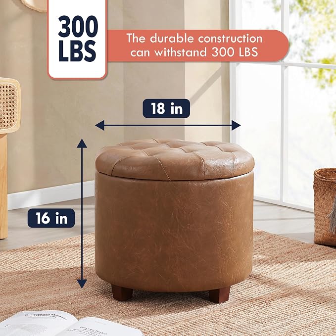 Ornavo Home Round Storage Ottoman - Image 2