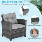 HAPPYGRILL 3 Pieces Patio Conversation Set, Outdoor Furniture Set PE Rattan - Image 6
