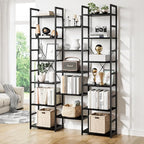 NUMENN Triple Column 6 Tier Bookshelf, Bookcase - Image 4