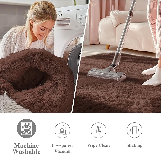 OLANLY Coffee Round Rugs for Bedroom - Image 2
