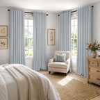 MIULEE 100% Blackout Linen Curtains 42 x 90 Inch Chambray Blue 2 Panels | - Image 8