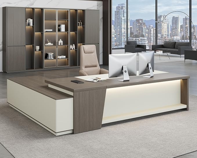 79" L-Shaped Executive Desk by ANZHAP-SmartOfficeSolutions