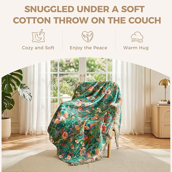 LUTBM Boho Throw Blanket for Couch Sofa Chair Cotton Summer Breathable Blankets - Image 4