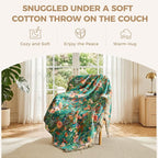 LUTBM Cotton Boho Blanket Queen Size Soft Summer Lightweight Bed Quilt Floral - Image 5