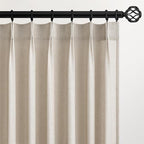 95 Inches Long Pleated Sheer Curtains, Oatmeal Linen Blended Light Filtering by Topfinel